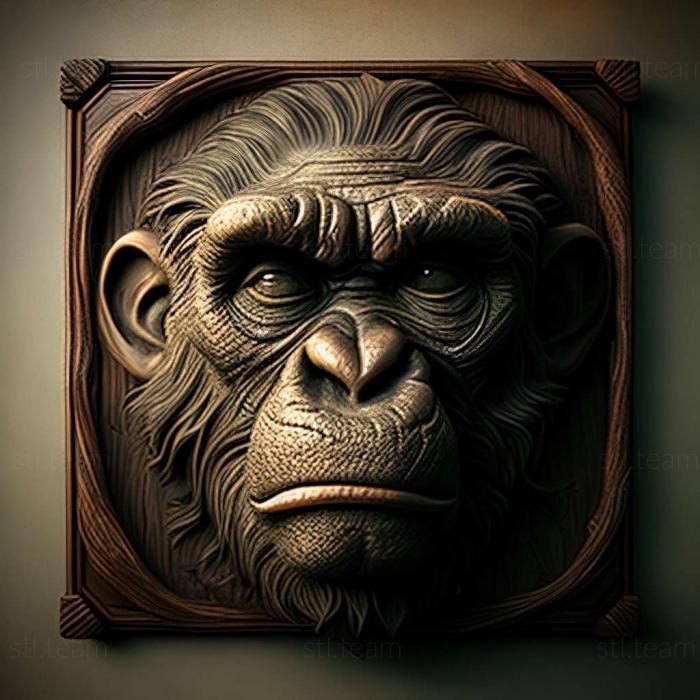 3D model Congo chimpanzee famous animal (STL)